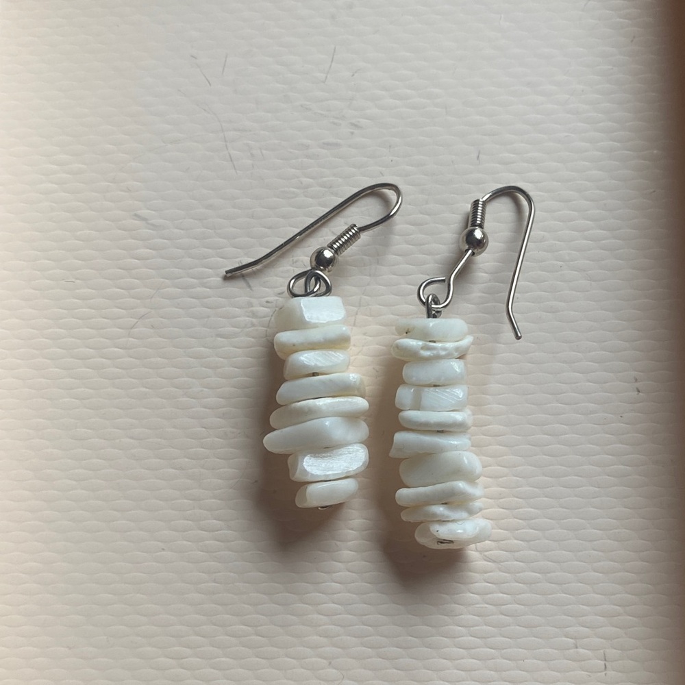 Elegant White Stone Dangle Earrings